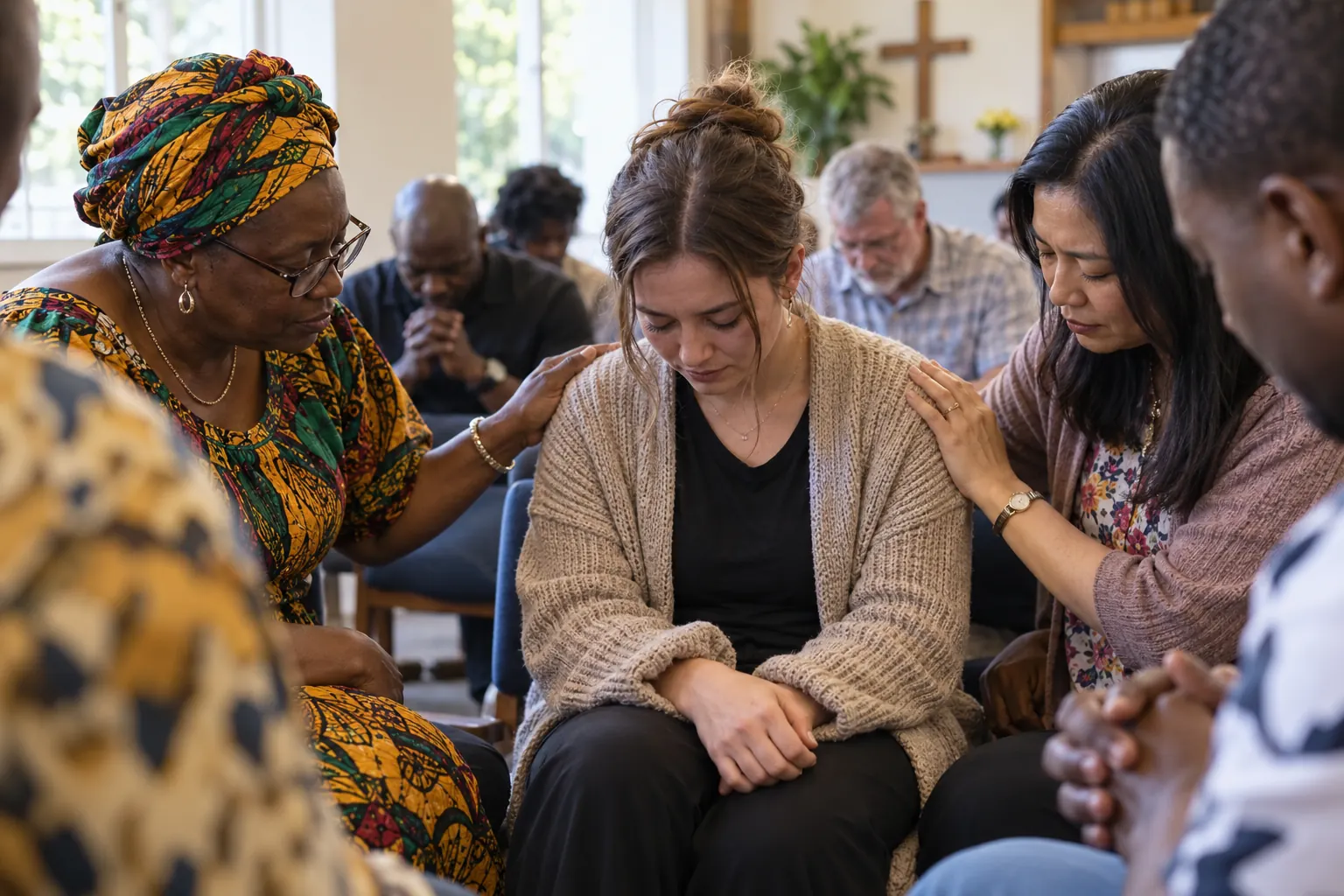 Illustrative image of people praying together